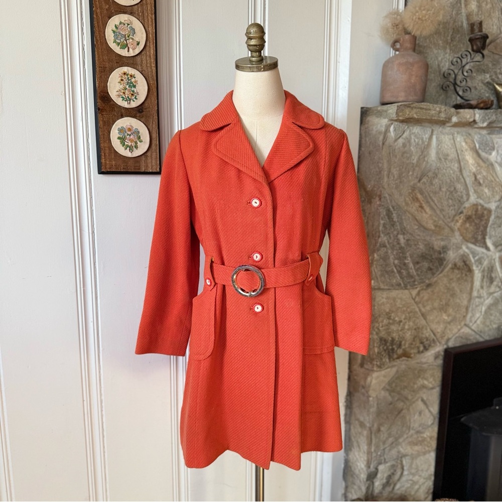 Vintage 1960s Retro Red Orange Wool Jacket